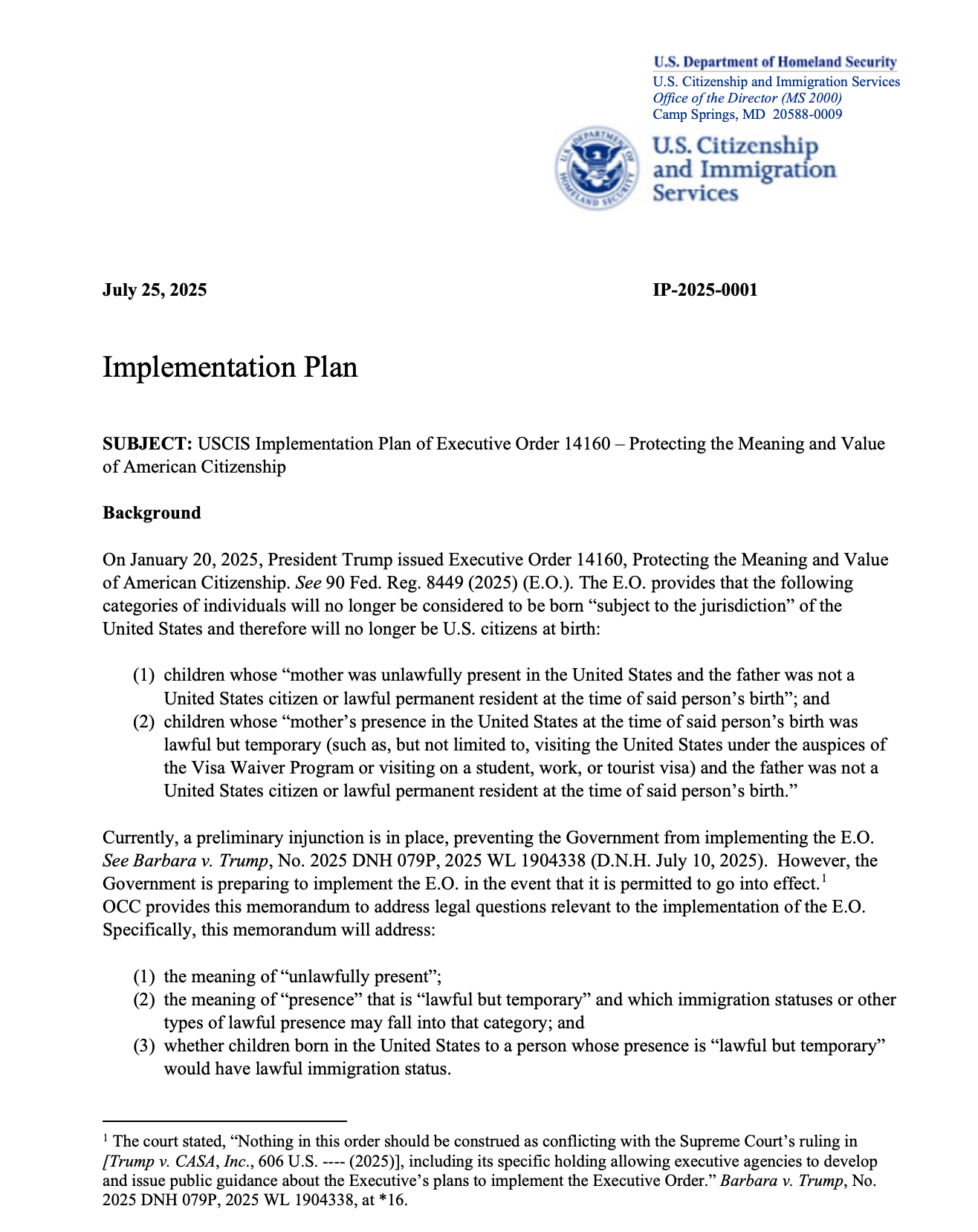 川普“限籍令”进入实质阶段！移民局发布官方实施细则(美中報道）